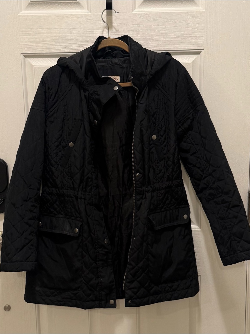 Merona Black Quilted Hooded Puffer Jacket